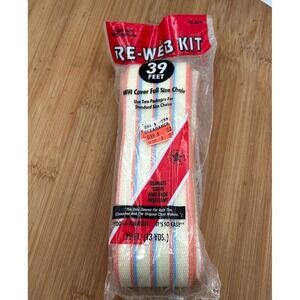 NOS Vintage‎ Wellington 39  ft re-web kit for lawn chairs Salmon, Blue & White